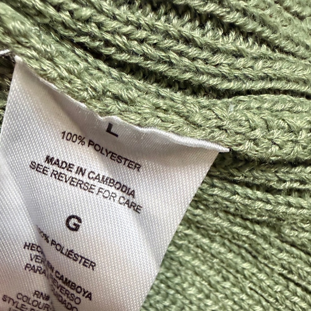 French Connection Olive Green Ribbed Military Sweater Dress Gold Button Mini L - Picture 7 of 8